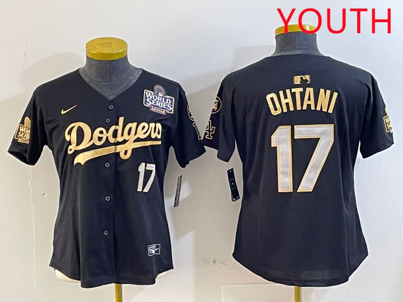 Youth Los Angeles Dodgers 17 Ohtani Black Gold Game 2025 Nike MLB Jersey style 3
